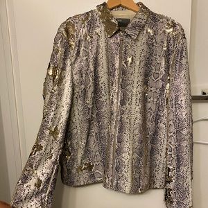 ASOS Harrington Snake print sequin jacket L